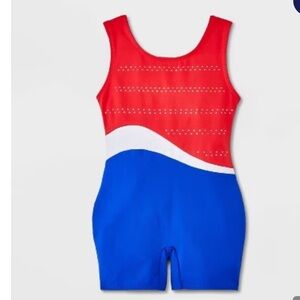 Girls' Sleeveless Pull-On Biketards - Patriotic Design Size: X-Large / New w/tag